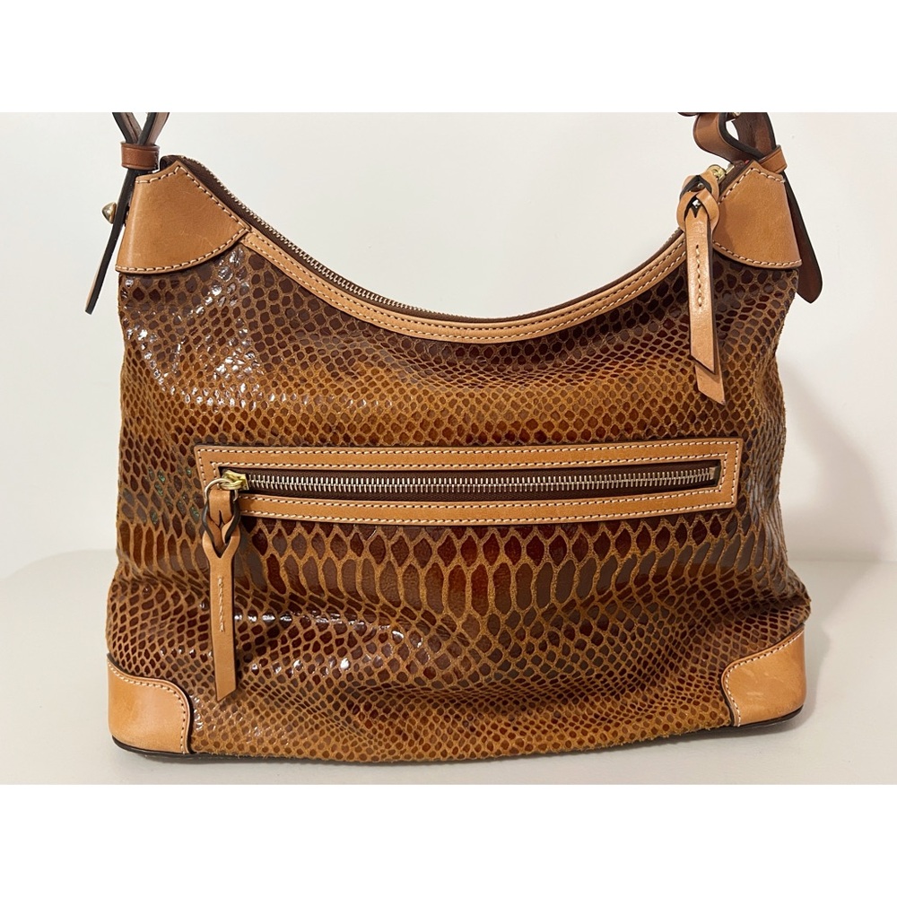 Dooney & Bourke Brown Embossed Snakeskin Shoulder Handbag - Picture 4 of 11